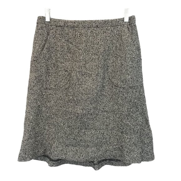 Magaschoni Silk Wool Tweed A-Line Knee Length Skirt Size 2 Black White Italy - Picture 1 of 8